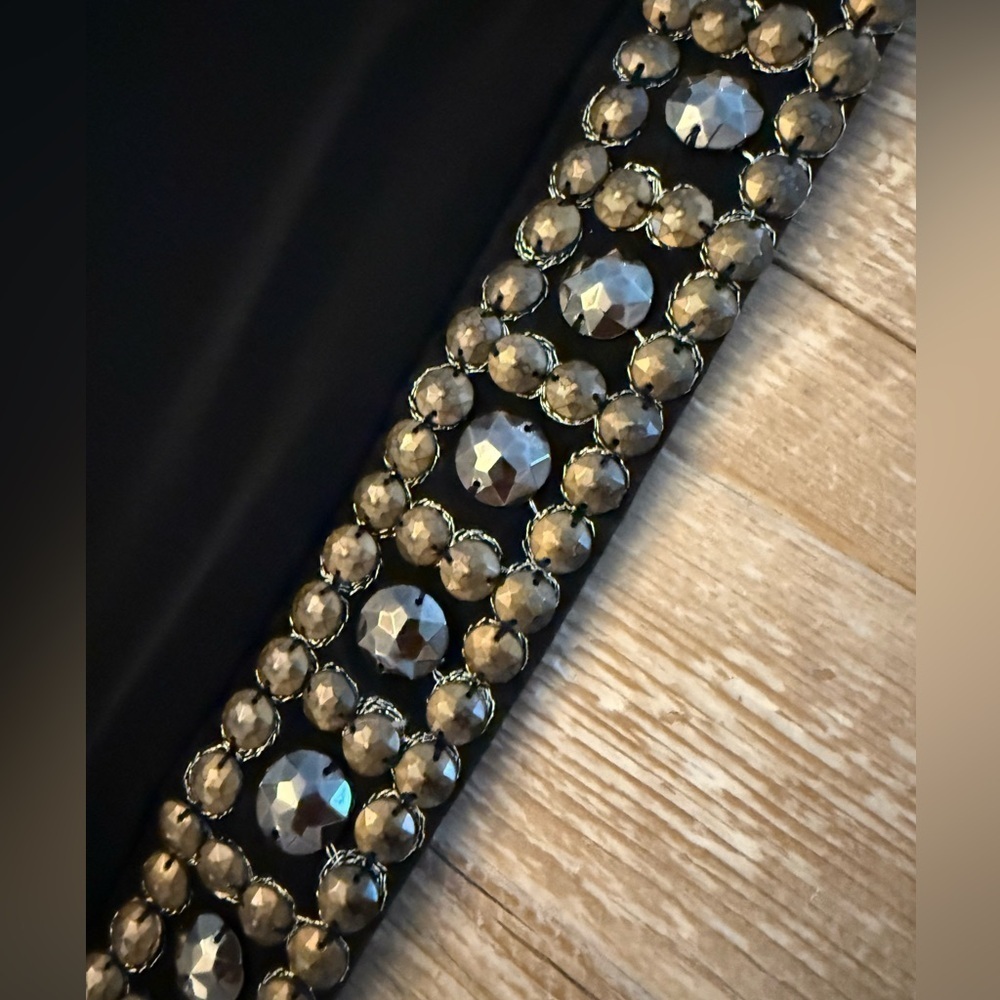 Tiana B. Long split sheer sleeve black cocktail dress with embellishments 12P - Picture 9 of 10
